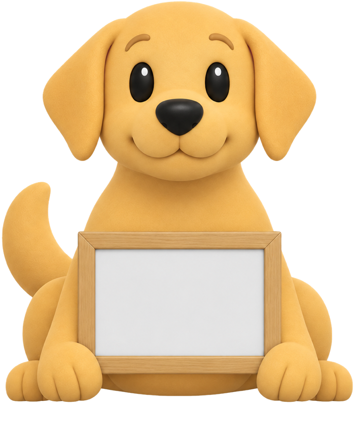 Mochi holds up a framed photo